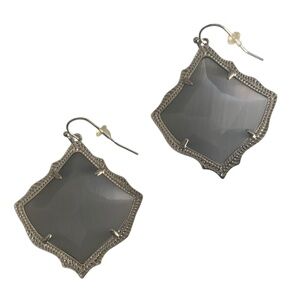 Kendra Scott Kirsten Silver Cat’s Eye Grey Earrings Pierced